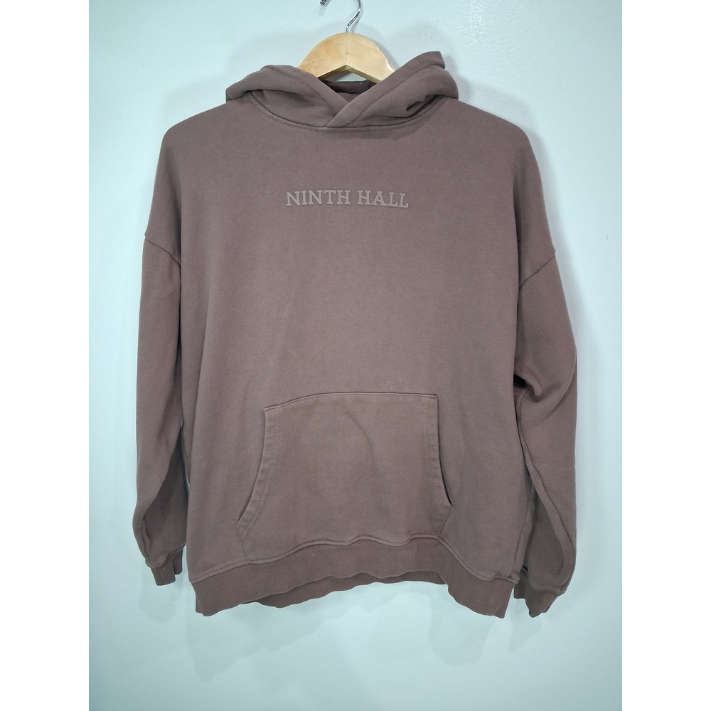 Ninth Hall Fundamentals Mens Oversized Hoodie Mauve Brown Tonal Logo Size M
